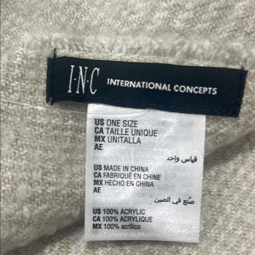 INC International Concepts Cream and Gray Scarf Sophisticated Accessory - Picture 4 of 4